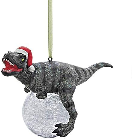 עיצוב טוסקנו חג המולד עץ בליצר את טי רקס עם סנטה כובע חג קישוט: סט של שלוש-דינוזאור דמויות, סט של 3,
