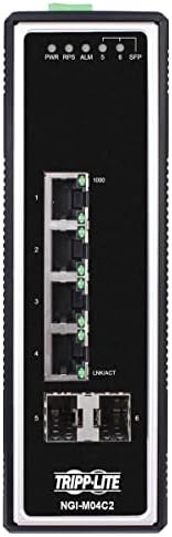 Tripp Lite תעשייתי 4-יציאה מנוהלת מתג אתרנט Gigabit, 2 SFP GBE, 10/100/1000 מגה-בייט RJ45 יציאות, -40