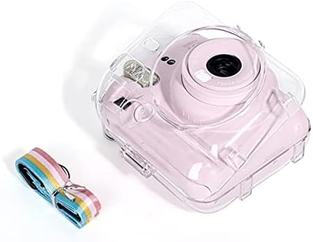 מקרה ברור תואם עם פוג ' יפילם אינסטקס מיני 12 תיק מצלמה נייד מיידי-מארז פלסטיק קשיח עם רצועות כתף צבעוניות