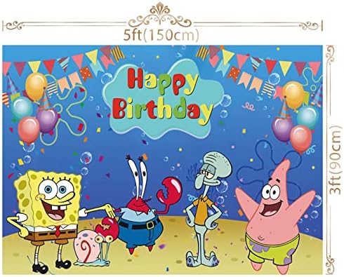 צ ' ינגיאן 5 * 3 רגל בובספוג יום הולדת תמונה רקע צבעוני דגלי יום הולדת רקע לילדים ילדי מסיבת יום הולדת