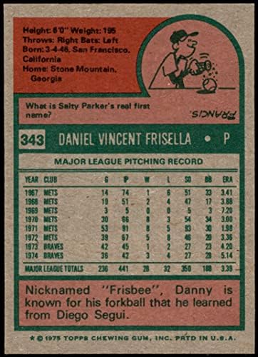 1975 Topps 343 דני פריסלה סן דייגו פדרס NM/MT Padres