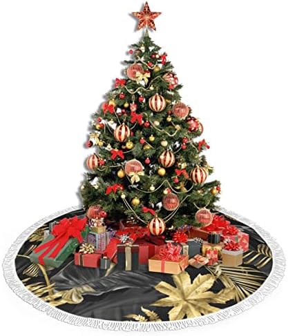 זהב שחור שחור טרופי עץ עץ חצאיות קישוטי חג המולד, חצאית עץ עונתית עונתית לחג מסיבות חג המולד, כל האירועים