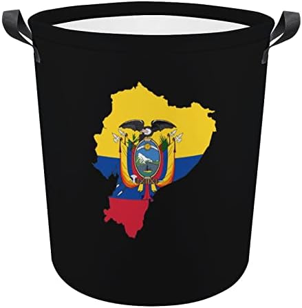 אקוודור דגל מפת סל כביסה מתקפל סל כביסה סל אחסון תיק עם ידיות
