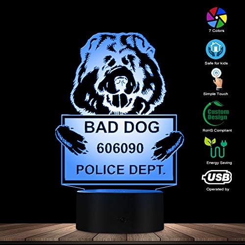 הימים החנוניים מצחיק צ'או צ'או צ'או כלב 3D אשליה אופטית אור התאמה אישית שם כלב לוגו USB סוללה מיטה שולחן