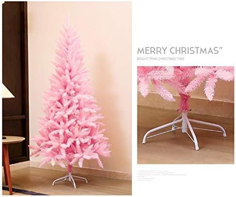 K.LSX עץ חג מולד ורוד, עץ חג מולד מלאכותי לפני מיטה עם עמדת מתכת לבנה לחנויות משרדים ביתיים ועץ מגן