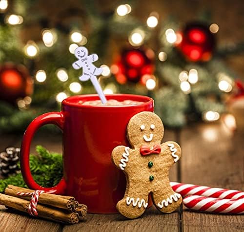 ACEWEN 16 יחידות קפה לחג המולד עם 5 יחידות מזלגות פויט לחג המולד למרקי תה קפה חלב בחיוב ערבוב של כפות