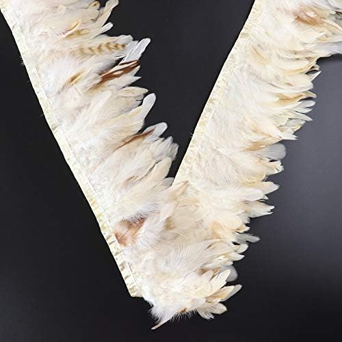 1 מטר טבעי לבן עוף נוצות לקצץ פרינג ' 10-15 סמ תרנגול נוצת סרט עבור פסטיבל & מגבר;מסיבת בגדי קישוט קרפט
