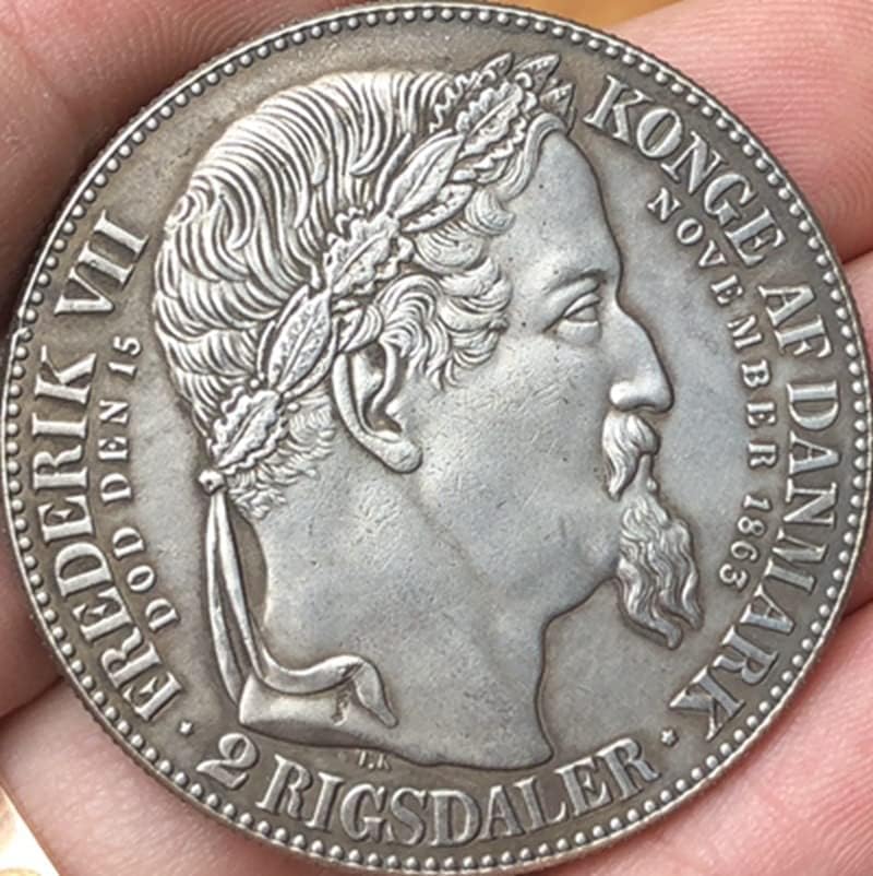 1863 מטבעות דנים נחושת מטבעות עתיקות מצופות מכסף