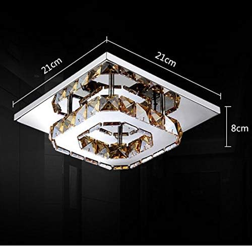 ZHUHW אורות תקרה LED ריבוע קריסטל ריבוע נירוסטה מנורת תקרה מיני לחדר שינה, סלון ואורות מסדרון