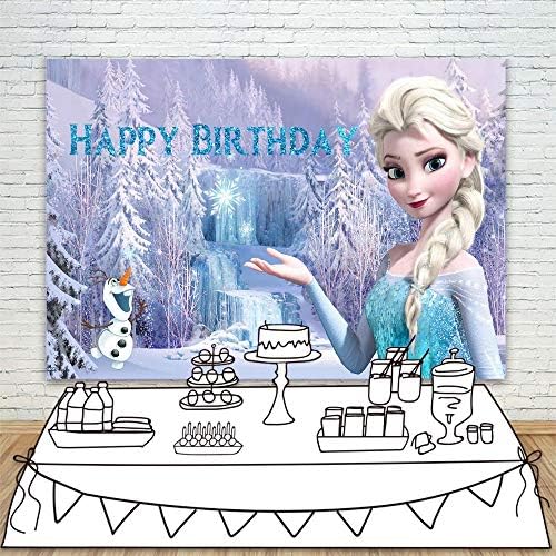 רקע יום הולדת שמח לילדות לפעוטות 5 על 3 חורף אנדרלנד נסיכת אלזה רקע לילדים בן שנה שלג אולף 1 יום הולדת