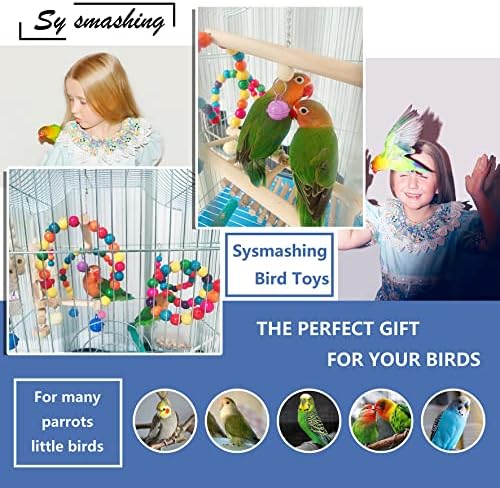 Sysmasthing 22 חבילות צעצועי קוקטייל של Parakeet Parakeet, תוכי נדנדה לעיסה תלויה צעצועים עם פעמונים