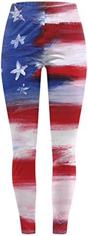דגל אמריקאי 4 ביולי חותלות נשים בקרת בטן ארהב כוכב פס דגל רזה מכנסי עיפרון ספורטיבי אימון אלסטי טייץ