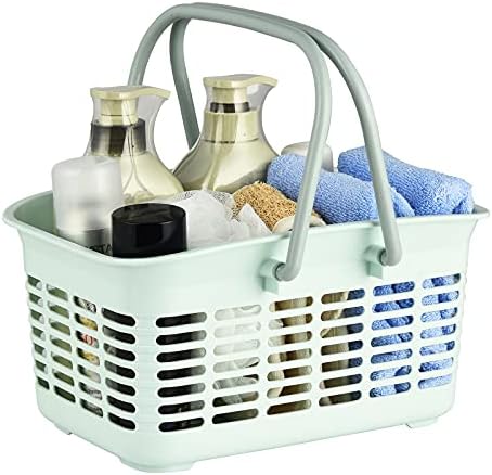 סל מקלחת פלסטיק של Alink עם ידית, סל אחסון מארגן נייד למעונות במכללה, חדר אמבטיה, מטבח - כחול