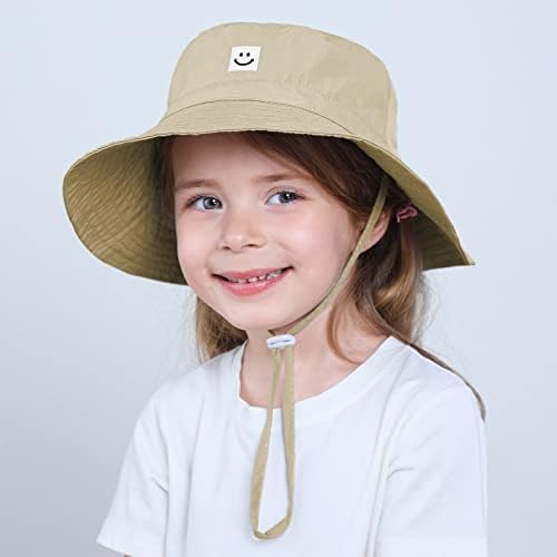פעוט שמש כובע תינוק שמש כובע פעוט דלי כובע עד 50 + תינוקת ילד שמש כובע מחייך פנים שמש כובע עבור פעוט