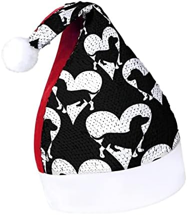 תחש כלב עם לב פאייטים חג המולד כובעי סנטה חג המולד כובע למבוגרים שמח מסיבת תלבושות בני כובע אדום / ירוק