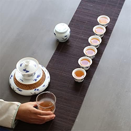 PDGJG 8 סט חרסינה כחול לבן חרסינה מנוף מנוף ערכות תה קונג פו סיני סט תה כוס תה חרסינה כוס תה גאיוואן