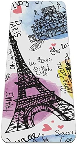 עבה החלקה תרגיל & מגבר; כושר 1/4 יוגה מחצלת עם בציר פריז אייפל מגדל גלויה הדפסת עבור יוגה פילאטיס &