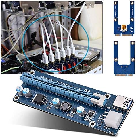 MINI PCI E ל- PCI Express16X מתאם מעלה מארח, ממיר כבל החשמל של SATA לכריית כרטיסי מסך מאמצים 4 קבלים
