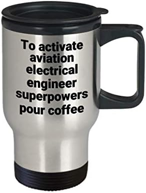 מהנדס חשמל תעופה ספל נסיעות - מעצמה סרקסטית מצחיקה מבודדת תרמית מבודדת קפה קפה מתנה כוסית