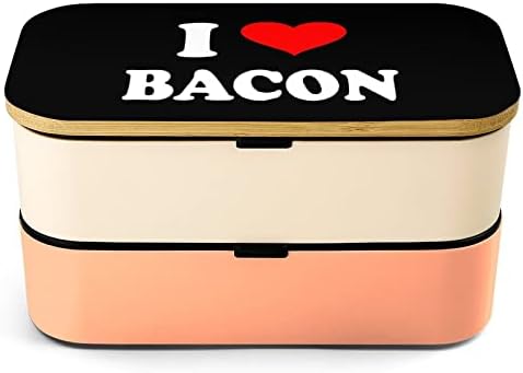 אני אוהב קופסת ארוחת צהריים של BACON שכבה כפולה בנטו עם מכשיר ארוחת צהריים לערימה כוללת 2 מכולות