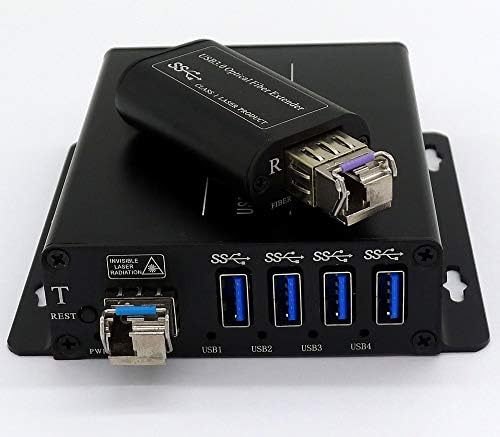 Transwan USB 3.0 רכזת סיבי סיבים ל -250 מטר, USB 3.0 מפצל 1 עד 4 יציאות על פני 1 סיבים עם מודול SFP