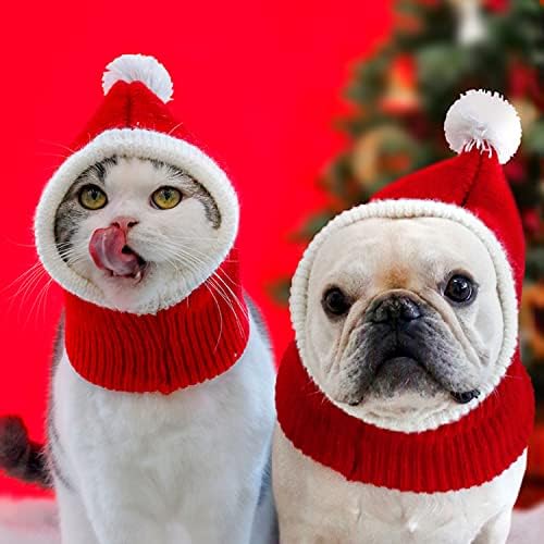 2 חתיכות כובע חתול כלב מחמד עם פומפון סרוג סרוג כובע כלב מקסים כובע כלב חורפי חם