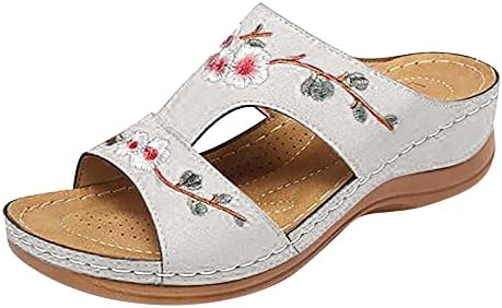 2022 קיץ נעלי בית נשים חדשות חלול פרחים מעודנים רקמה טריז עקב סנדלי גבירותיי נעליות פרימיום