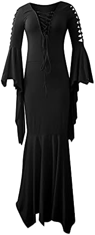 נשים גותיקה בתוספת גודל שמלות רנסנס תלבושות שמלת ליל כל הקדושים בת שרוול שמלת שמלת משפט גותי בת ים שמלה
