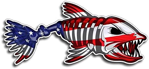 2 חתיכות ארהב מדבקת דגי עצם - דגל אמריקאי פטריוטי מדבקות דיג ויניל מתה