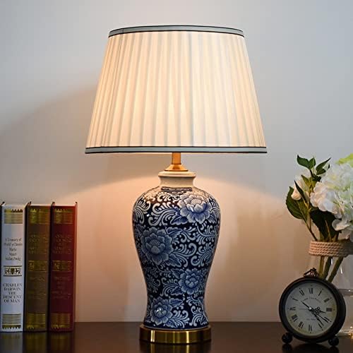 יד מצוירת קרמיקה שולחן מנורת סלון חדר שינה מנורה שליד המיטה סיני כחול ולבן שולחן מנורת ג ' ינג ' ר צנצנת