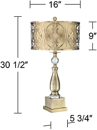 פוסיני אירו עיצוב דוריס מסורתי פמוט שולחן מנורת 30 1/2 גבוה פליז מגזרת העמודים מתכת חיצוני ניטראלי בד