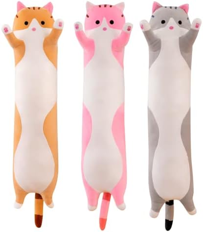 Yeqivo צעצועים קטיפה חתולים כרית כרית חתלתול קטיפה צעצוע זורק כרית מתנה לילדים חברה ארוכה כרית חתול