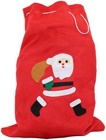 קישוטי חג המולד של AMOSFUN 40X62 סמ תלבושות חג מולד בד סנטה קלאוס שק מתנה עם שקיות ממתקים משיכת כבל