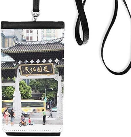 ארכיטקטורה מסורתית סינית צילום טלפון ארנק ארנק תליה כיס נייד כיס שחור