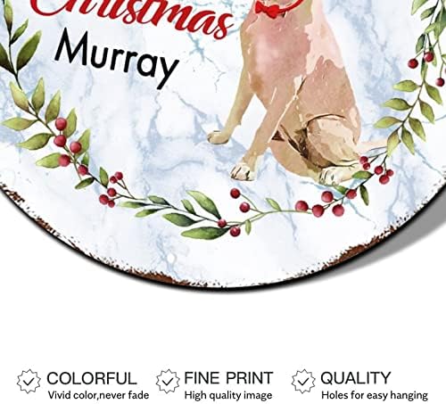 מתכת פח שלטי חג מולד כלב בכובע קרדינלס זר עגול מתכת שלט פח קישודים תלויים לחג המולד