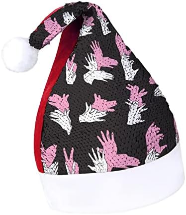 יד צל פאייטים חג המולד כובע עשה זאת בעצמך סנטה קלאוס כובע עיצוב אדום ירוק