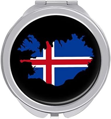 איסלנד מפת דגל קומפקטי מראה כיס נסיעות איפור מראה קטן מתקפל נייד כף יד מראה
