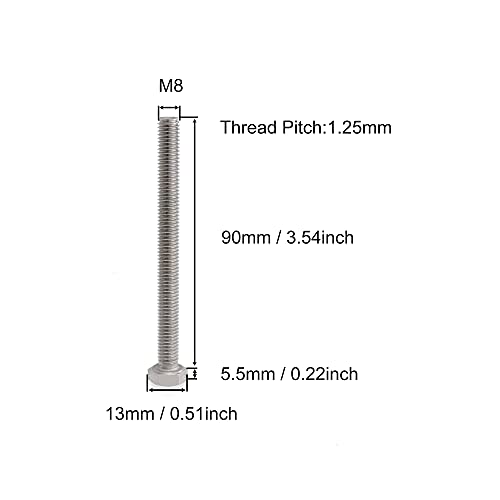 WictorShome M8 Hex Hex Burg בורג, M8-1.25 x 16 ממ נירוסטה 18-8 304 A2-70 ברגי משושה ברורים מלאים 5 יחידות