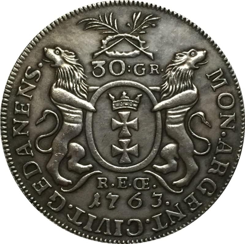 1763 מטבעות פולניים נחושת מטבעות עתיקות מצופות מכסף