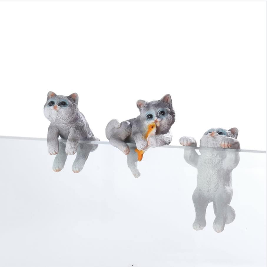 6-חתיכה קוואי שרף חתול קישוטי מצחיק אקווריום תליון אקווריום קיר רכוב חתול דגי טנק אקווריום קישוטים