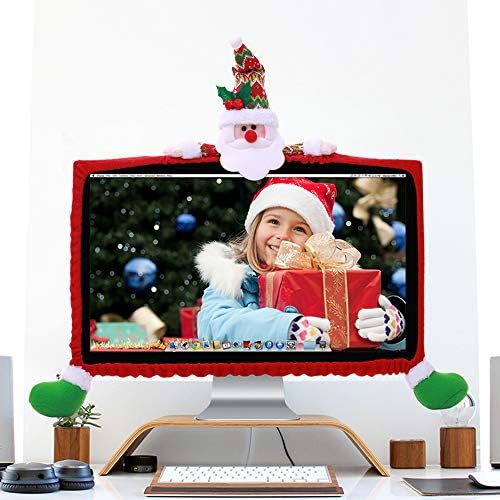 מסאר חג המולד קישוט מחשב צג גבול כיסוי, תצוגת הגנת כיסוי מקרה סנטה קלאוס איילים שלג אלסטי מחשב נייד