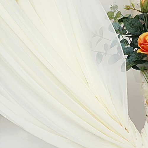 וילונות רקע שיפון 10fftx8ft שנהב שוליים על רקע תפאורה לקישוטים למסיבת הבמה של שיפון בחתונה