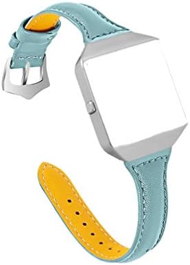 רצועות עור Hemobllo תואמות את Fitbit Blaze - רצועת שעון עור מקורית עם מסגרת מתכת כסף רצועה רצועת כף