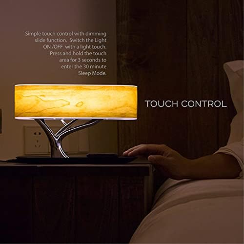 Modirnation Bonsai LED מודרני LED מיטה מנורת שולחן חכם עם רמקול Bluetooth מובנה TWS ומטען אלחוטי QI