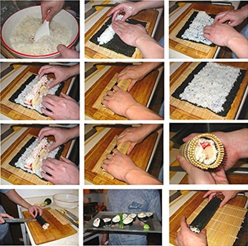 ערכת סושי במבוק של Yofan®, מחצלת מתגלגלת סושי עם משוט אורז, מפיץ, מקלות אכילה ותיק מס '2