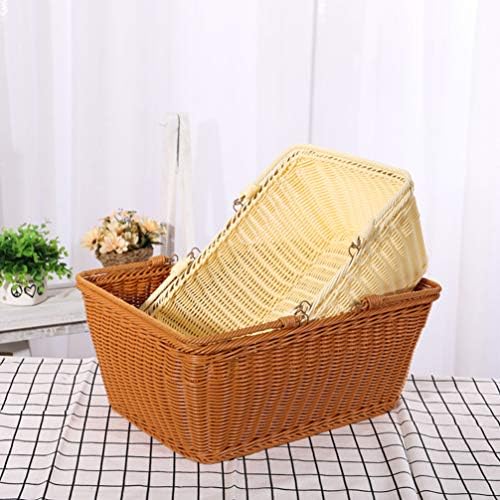 מגש Rattan פירות 1 pc סל אחסון סלסן סל ארוג סל קניות סל קניות סל פיקניק סלסל דקורטיבי סל ירקות לחנות