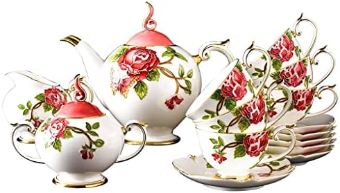 סט 15 PC, סט כוס סיר קפה פרחים מפורצלנים, צלחת עיצוב כתר, סט כוס ארמון, מסיבת תה וינטג '