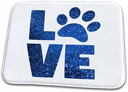 3 מילת אהבה כחולה ורודה עם כפת כלב, כפת חתול או כפת חיית מחמד, 3 שטיחי ייבוש כלים