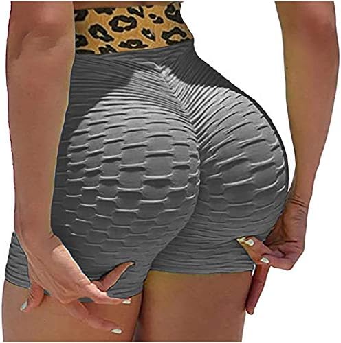 Foviguo נשים הרמת מפרק הירך של נמר מכנסיים קצרים תפור תפור בועה חלקים יוגה חלקים מכנסי טרנינג ריצה סקסית