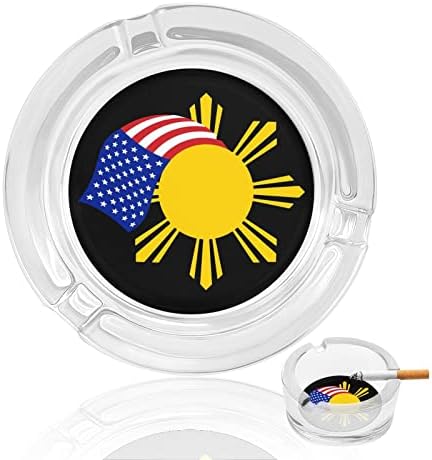 דגל פיליפיני ואמריקני כוס עישון עישון סיגריות סיגריות סיגריות עגול מגש אפר מארז חיצוני מקורה